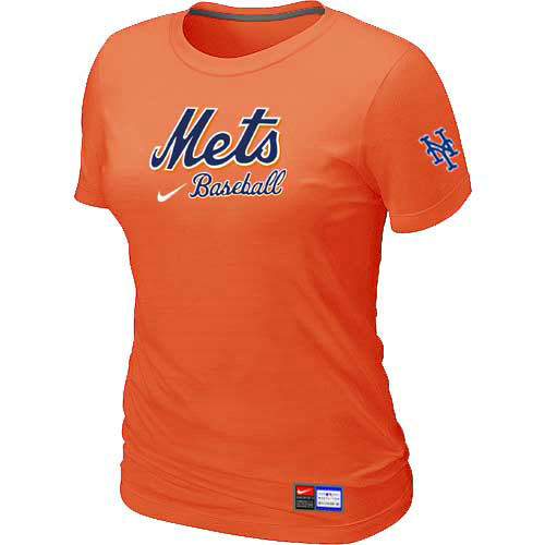 New York Mets Nike Women's Orange Short Sleeve Practice T-Shirt
