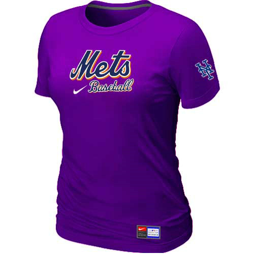 New York Mets Nike Women's Purple Short Sleeve Practice T-Shirt - Click Image to Close
