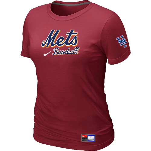 New York Mets Nike Women's Red Short Sleeve Practice T-Shirt