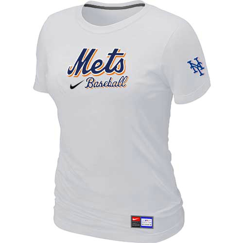 New York Mets Nike Women's White Short Sleeve Practice T-Shirt