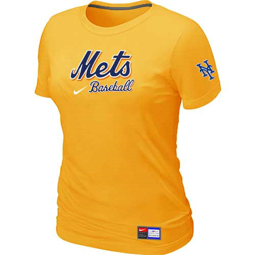 New York Mets Nike Women's Yellow Short Sleeve Practice T-Shirt