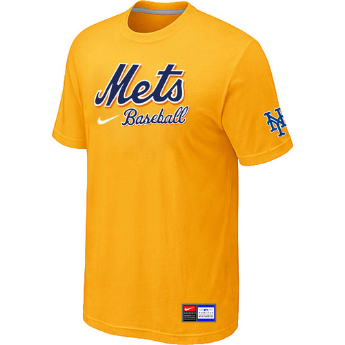 New York Mets Yellow Nike Short Sleeve Practice T-Shirt - Click Image to Close