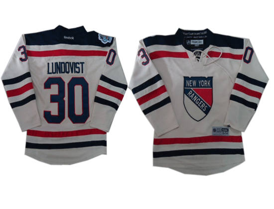 New York Rangers 30 Lundqvist cream Youth Classic Jersey