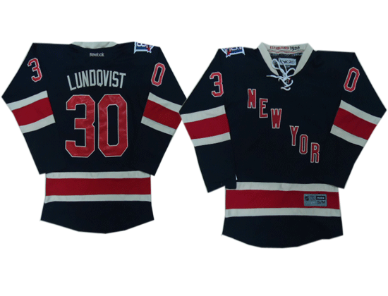 New York Rangers 30 Lundqvist dark Blue Youth 85th Jersey