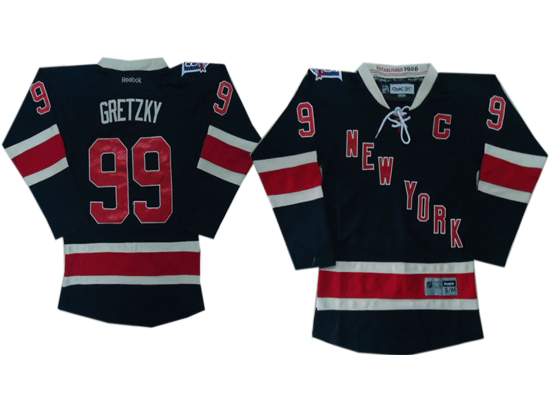 New York Rangers 99 Gretzky dark Blue Youth 85th Jersey