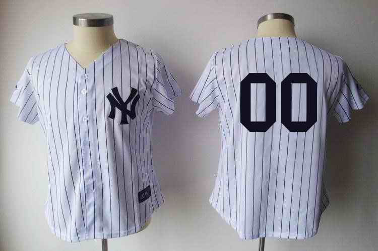 New York Yankees Blank White Black Strip Women Custom Jerseys