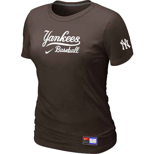 New York Yankees Nike Women's Brown Short Sleeve Practice T-Shirt - Click Image to Close