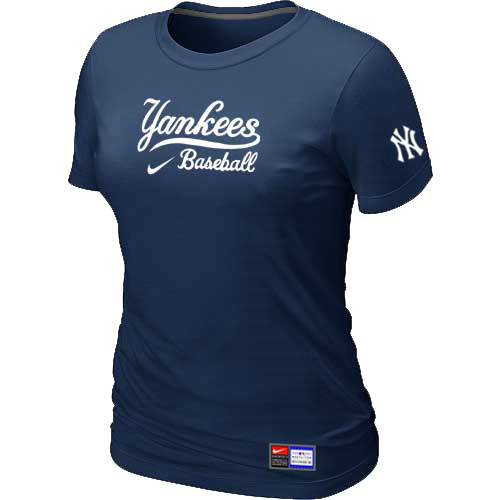 New York Yankees Nike Women's D.Blue Short Sleeve Practice T-Shirt - Click Image to Close
