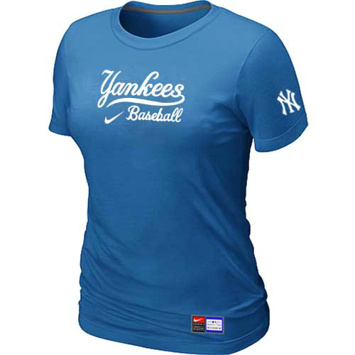 New York Yankees Nike Women's L.blue Short Sleeve Practice T-Shirt