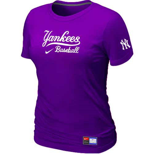 New York Yankees Nike Women's Purple Short Sleeve Practice T-Shirt