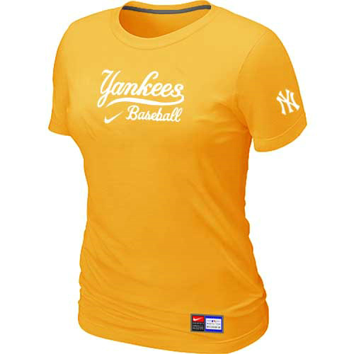 New York Yankees Nike Women's Yellow Short Sleeve Practice T-Shirt