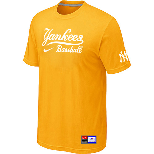 New York Yankees Yellow Nike Short Sleeve Practice T-Shirt - Click Image to Close
