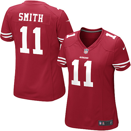 Nike 49ers 11 SMITH Red Women Game Jerseys