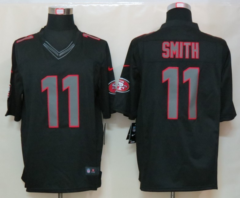 Nike 49ers 11 Smith Black Impact Limited Jersey