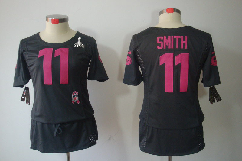 Nike 49ers 11 Smith Grey Women Elite 2013 Super Bowl XLVII Skirts