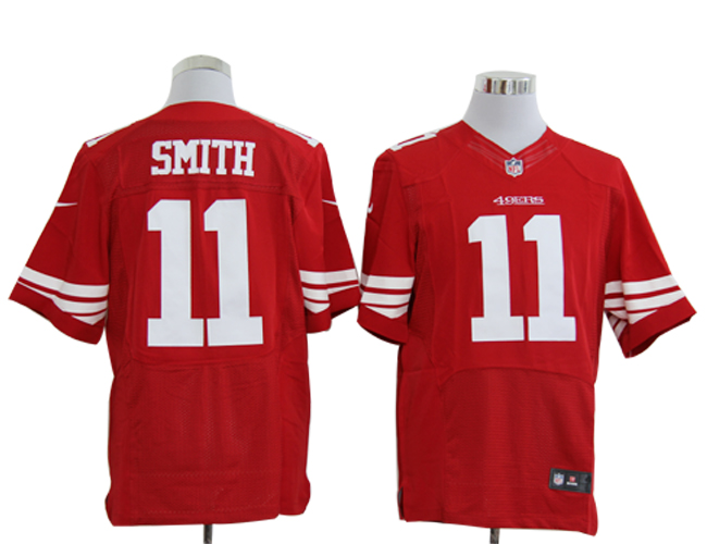 Nike 49ers 11 Smith Red Elite Jerseys