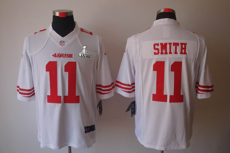 Nike 49ers 11 Smith White Limited 2013 Super Bowl XLVII Jersey