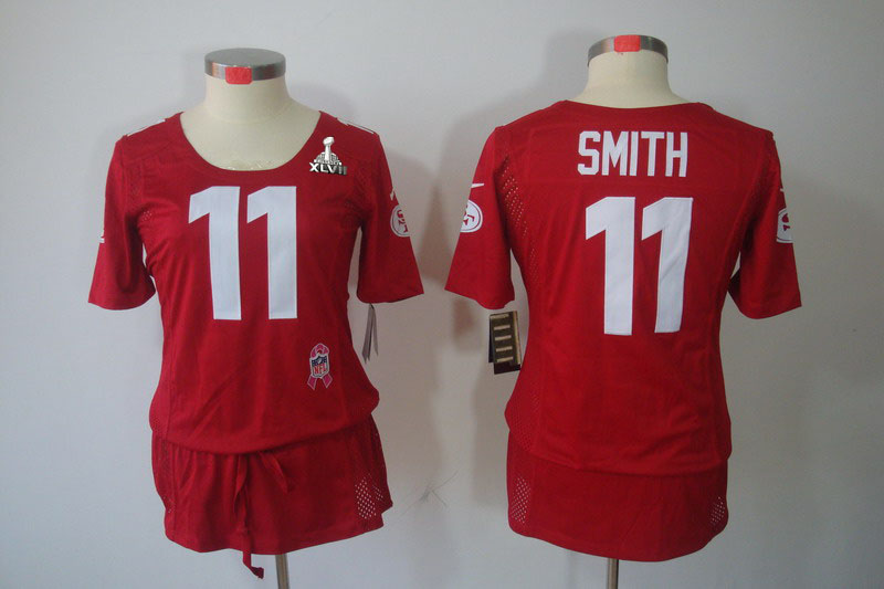 Nike 49ers 11 Smithe Red Women Elite 2013 Super Bowl XLVII Skirts
