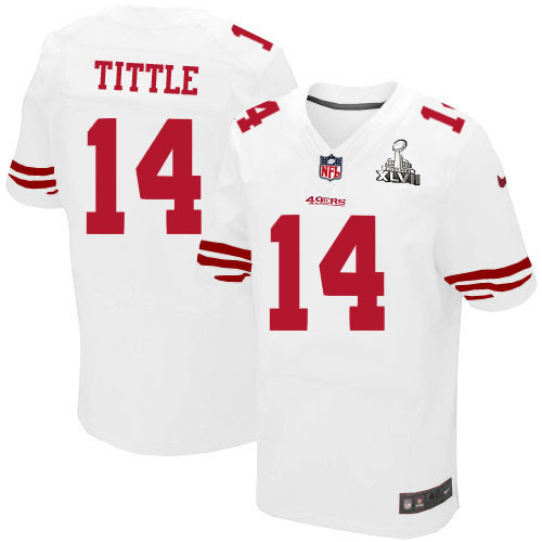 Nike 49ers 14 Y.A.Tittle White Elite 2013 Super Bowl XLVII Jersey