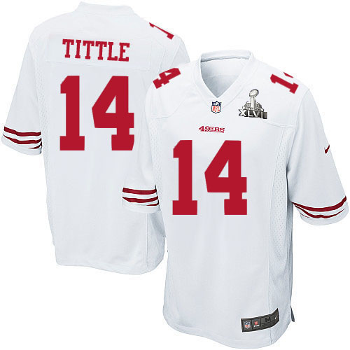 Nike 49ers 14 Y.A.Tittle White Game 2013 Super Bowl XLVII Jersey - Click Image to Close