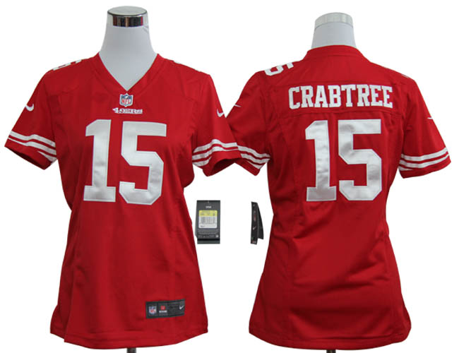 Nike 49ers 15 CRABTREE Red Women Game Jerseys