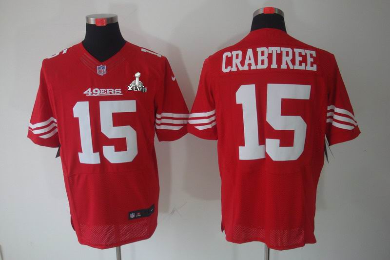 Nike 49ers 15 Crabtree Red Elite 2013 Super Bowl XLVII Jersey