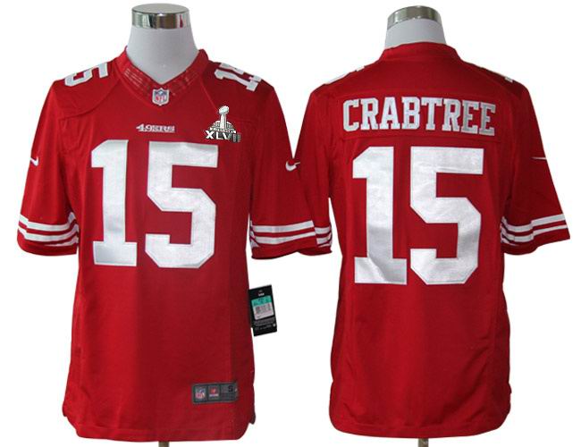 Nike 49ers 15 Crabtree Red Limited 2013 Super Bowl XLVII Jersey