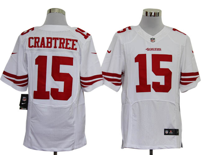 Nike 49ers 15 Crabtree White Elite Jerseys