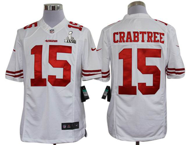 Nike 49ers 15 Crabtree White Limited 2013 Super Bowl XLVII Jersey