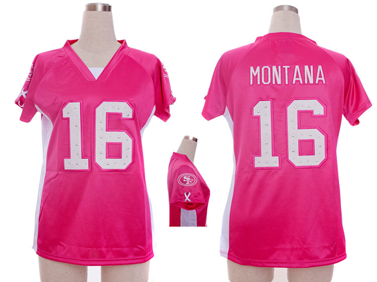 Nike 49ers 16 Montana Pink Women Draft Him II Top Jerseys