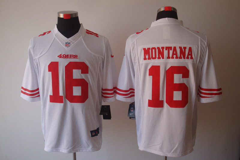 Nike 49ers 16 Montana White Limited Jerseys
