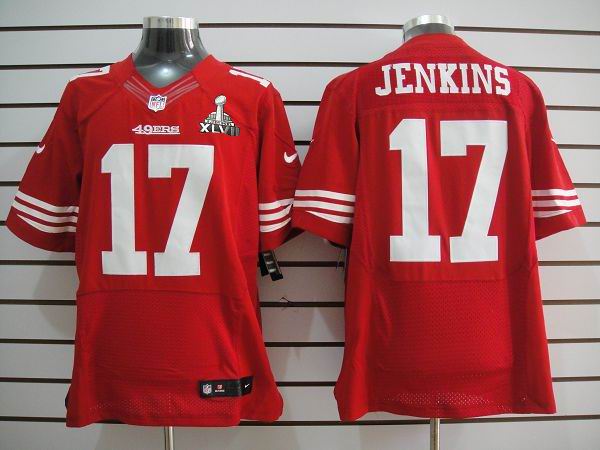 Nike 49ers 17 Jenkins Red Elite 2013 Super Bowl XLVII Jersey