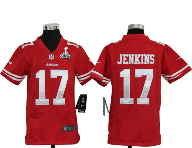 Nike 49ers 17 Jenkins Red Kids Game 2013 Super Bowl XLVII Jersey