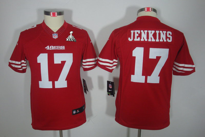 Nike 49ers 17 Jenkins Red Kids Limited 2013 Super Bowl XLVII Jersey