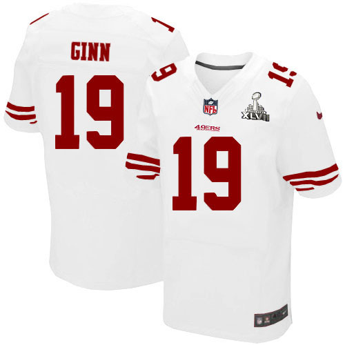 Nike 49ers 19 Ted Ginn White Elite 2013 Super Bowl XLVII Jersey