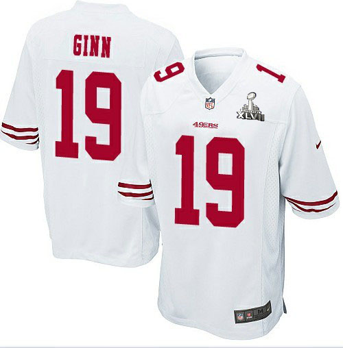 Nike 49ers 19 Ted Ginn White Game 2013 Super Bowl XLVII Jersey - Click Image to Close