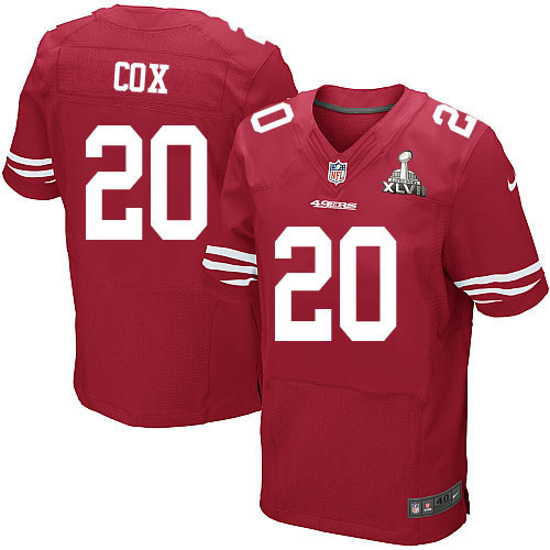 Nike 49ers 20 Cox Red Elite 2013 Super Bowl XLVII Jersey - Click Image to Close