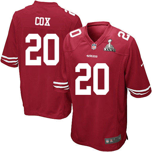 Nike 49ers 20 Cox Red Game 2013 Super Bowl XLVII Jersey