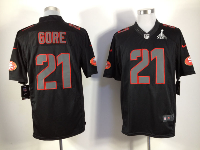 Nike 49ers 21 Frank Gore Black Impact Limited 2013 Super Bowl XLVII Jersey
