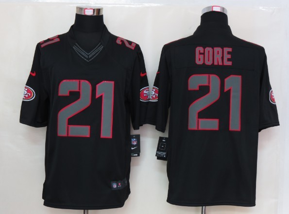 Nike 49ers 21 Gore Black Impact Limited Jerseys