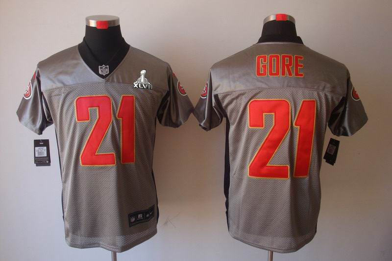 Nike 49ers 21 Gore Grey Shadow Elite 2013 Super Bowl XLVII Jersey