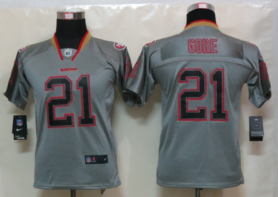 Nike 49ers 21 Gore Lights Out Grey Kids Elite Jerseys