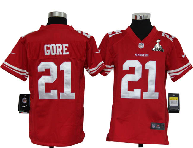 Nike 49ers 21 Gore Red Kids Game 2013 Super Bowl XLVII Jersey