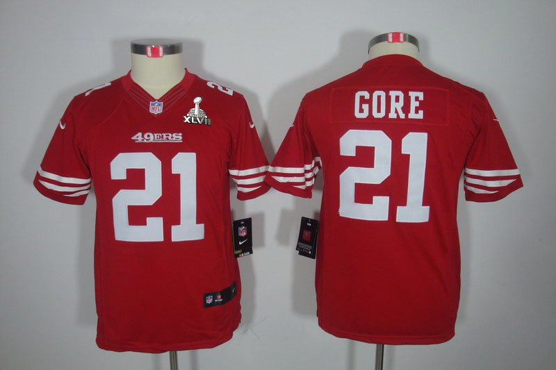 Nike 49ers 21 Gore Red Kids Limited 2013 Super Bowl XLVII Jersey