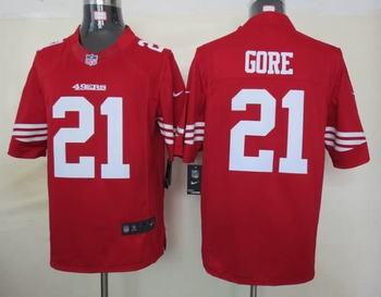 Nike 49ers 21 Gore Red Limited Jerseys