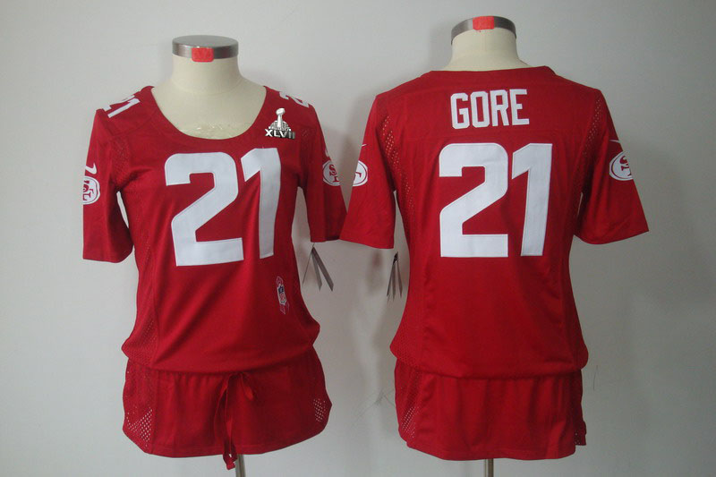 Nike 49ers 21 Gore Red Women Elite 2013 Super Bowl XLVII Skirts