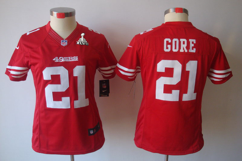 Nike 49ers 21 Gore Red Women Limited 2013 Super Bowl XLVII Jersey