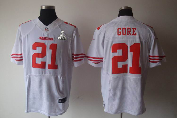 Nike 49ers 21 Gore White Elite 2013 Super Bowl XLVII Jersey