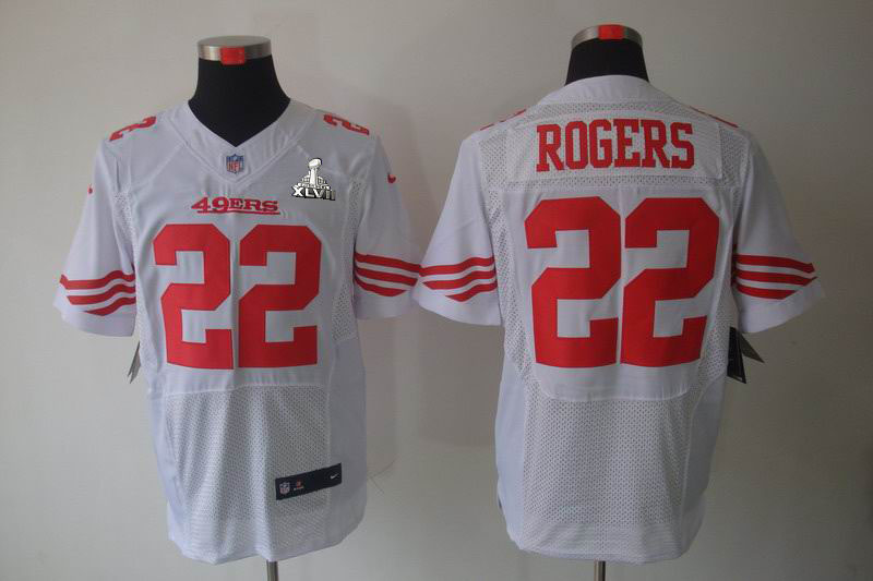 Nike 49ers 22 Rodgers White Elite 2013 Super Bowl XLVII Jersey