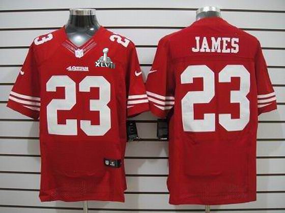 Nike 49ers 23 James Red Elite 2013 Super Bowl XLVII Jersey